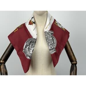 Elegant Burgundy & Beige Scarf with Royal King & Queen Motif